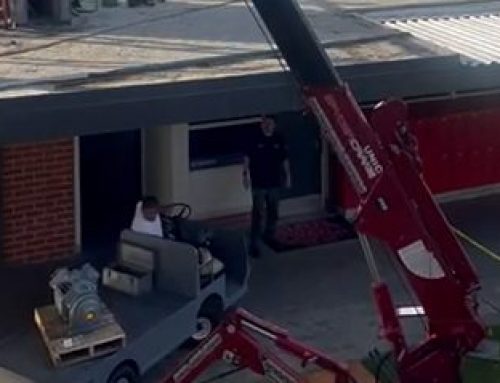 Spydercrane Doing Limited Space HVAC Work